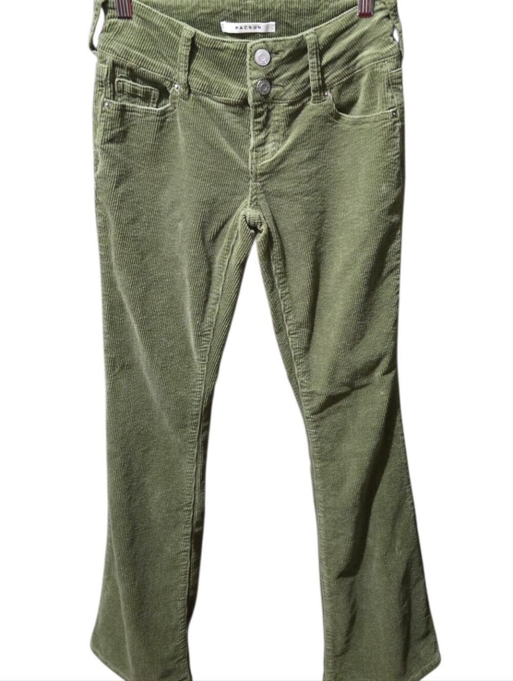 PacSun Olive Green Corduroy Low Rise Bootcut Pants Size 25 Y2K
